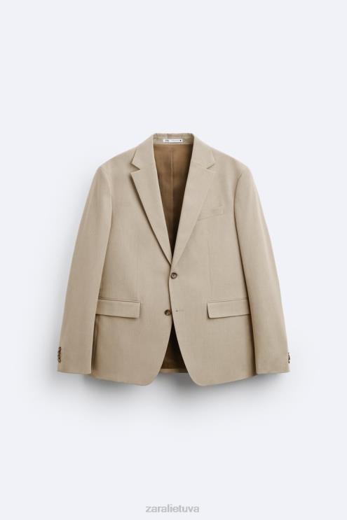 vyrų Zara tekstūruotos kostiumo striukė šviesus įdegis apranga 4N4881141