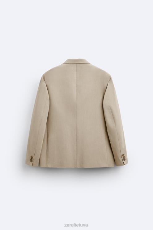 vyrų Zara tekstūruotos kostiumo striukė šviesus įdegis apranga 4N4881141