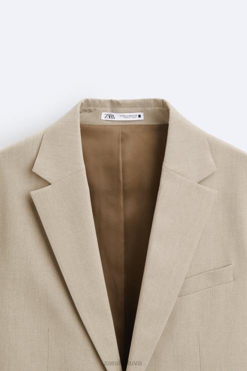 vyrų Zara tekstūruotos kostiumo striukė šviesus įdegis apranga 4N4881141