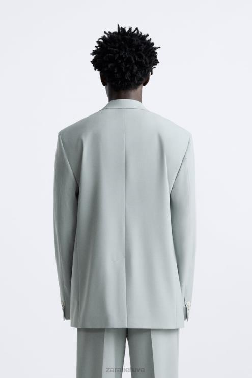 vyrų Zara tiesaus stiliaus švarkas mėlyna pilka apranga 4N4881159